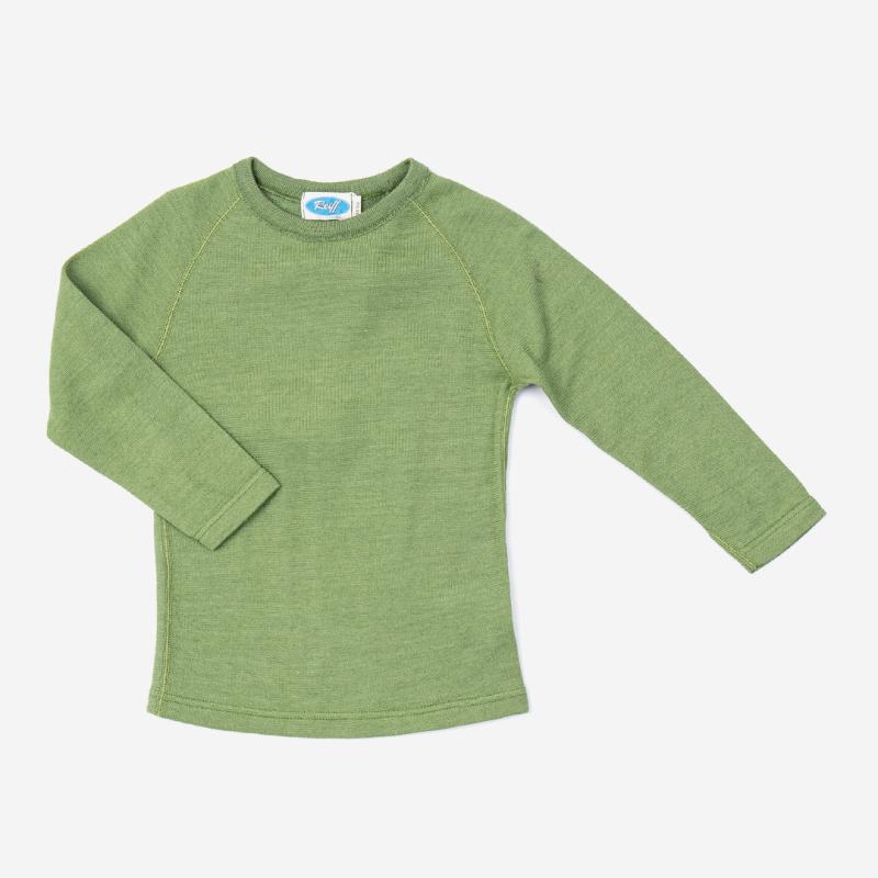 Kinder Langarm Shirt von Reiff aus Wolle/Seide Frottee in apfel grün