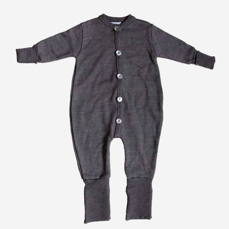 Baby Overall Schlafanzug von Reiff aus Wolle/Seide-Frottee in fels
