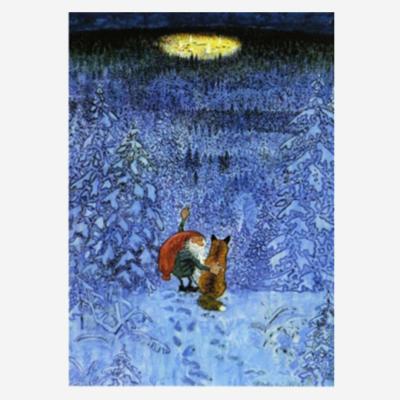 Postkarte „Tomte und der Fuchs“ (Ewige Weihnacht) von Harald Wiberg