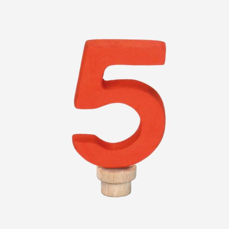 Zahlenstecker „5“ aus Holz für die Geburtstagswelle von Glückskäfer