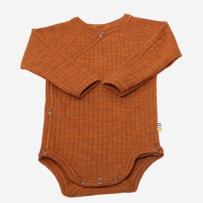 Baby Wickelbody von Joha aus Merinowolle in orange melange