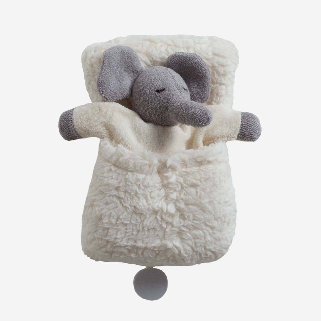Baby Elefant Spieluhr im Schlafsack von Nanchen aus Bio-Baumwolle | Lila  Lämmchen Onlineshop