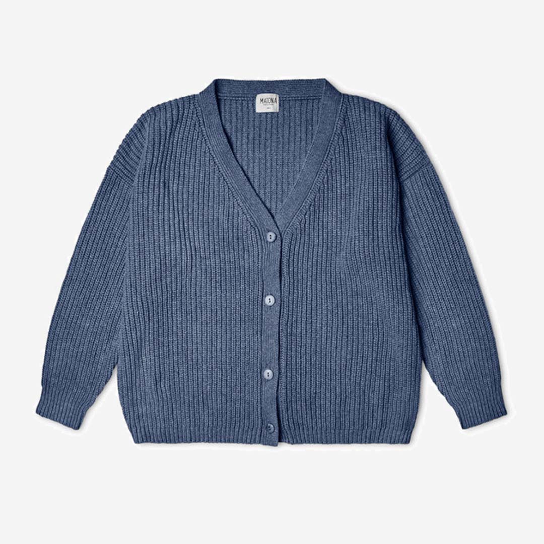 Damen Cardigan Essential Knit von Matona aus Bio-Baumwolle in ash blue |  Lila Lämmchen Onlineshop