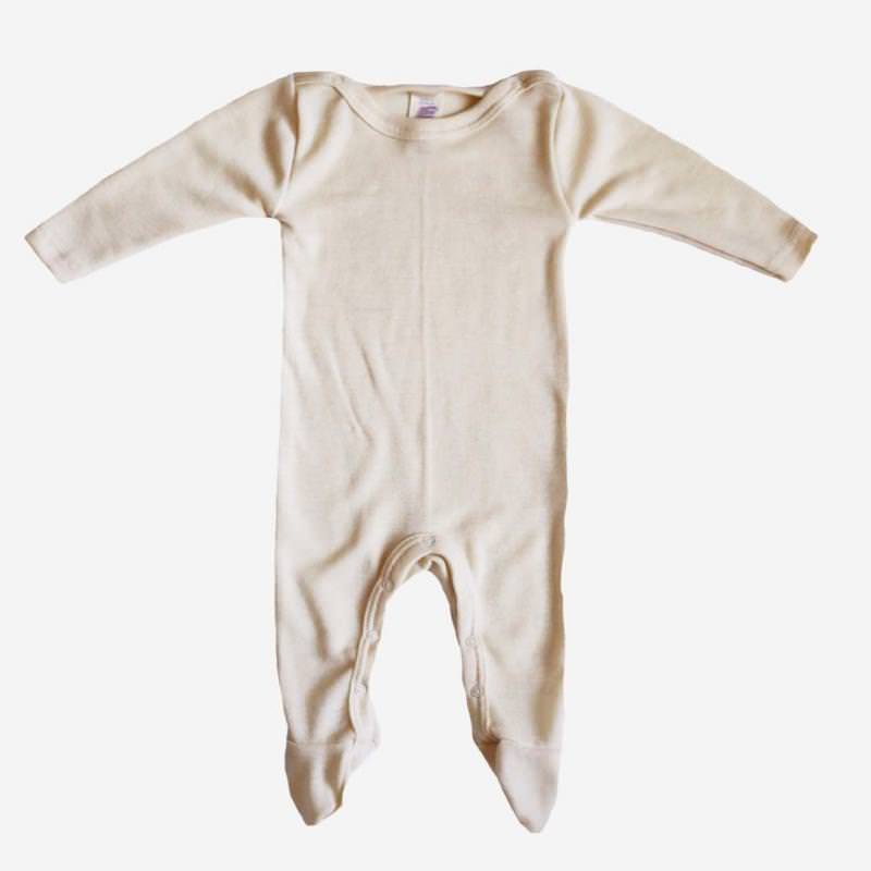 Baby Overall mit Fuß von Engel aus Wolle/Seide in natur