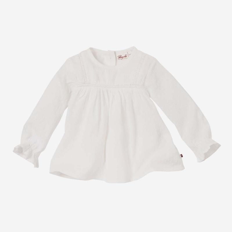 Baby Bluse mit Spitze von People Wear Organic aus Bio-Baumwolle in weiß