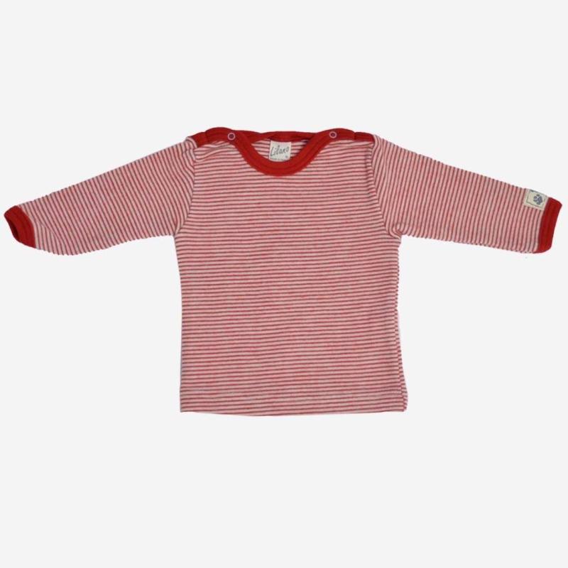 Baby Shirt von Lilano aus Wolle/Seide in rot geringelt