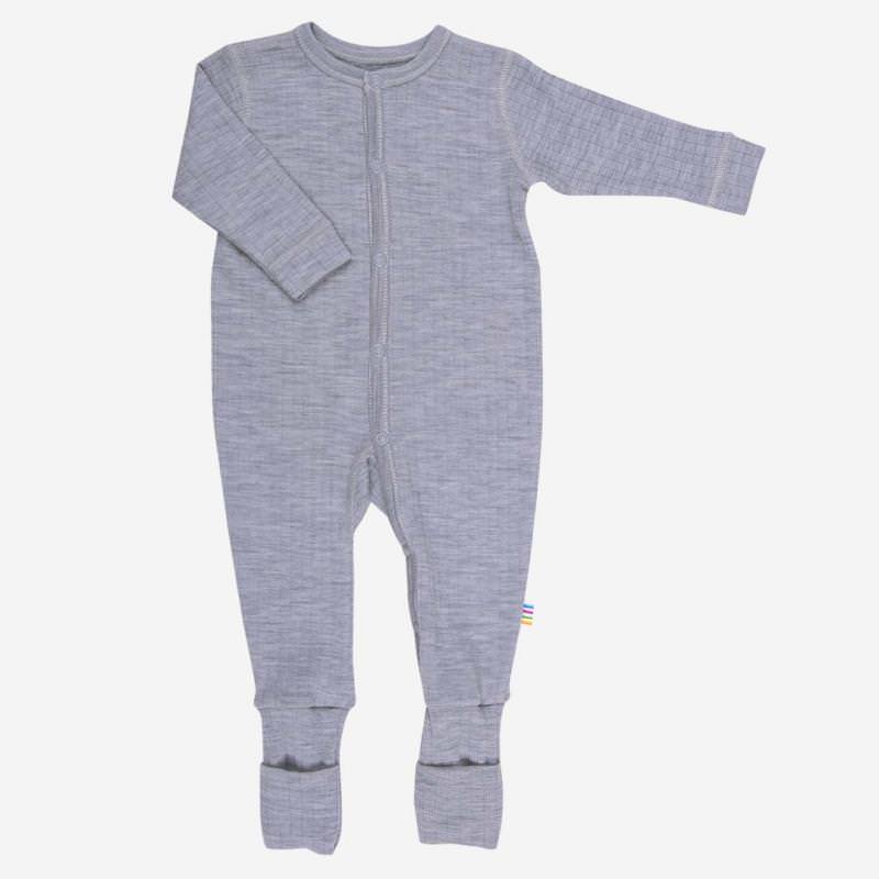 Baby Schlafanzug von Joha aus Merinowolle in grau