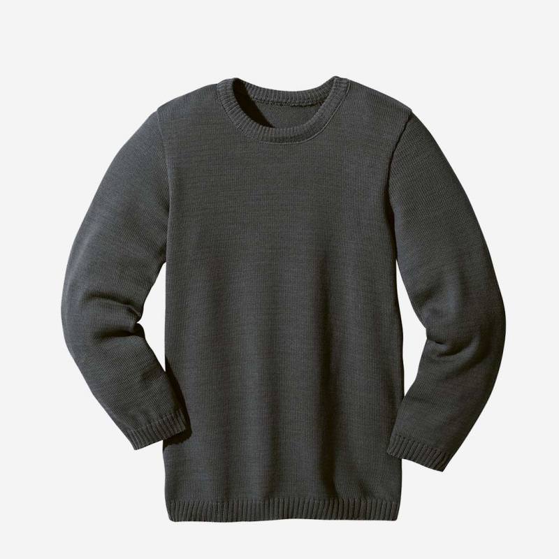 Basic Pullover Wolle anthrazit