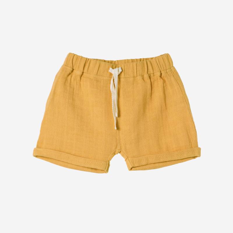 Kinder Musselin Shorts von Organic by Feldman aus Bio-Baumwolle in Farbenspiel ocker gelb