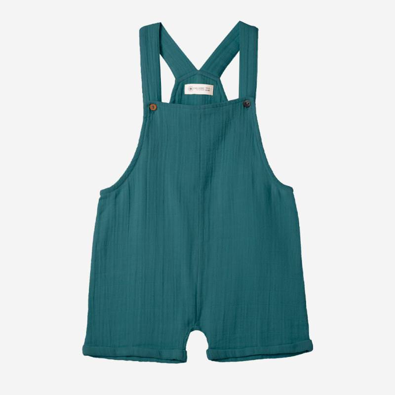 Kinder Musselin Jumpsuit Shorts von Organic by Feldman aus Bio-Baumwolle in emerald