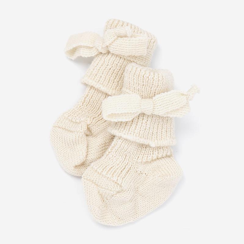 Neugeborenen Socke mit Schleife von Hirsch Natur aus Bio-Wolle in natur