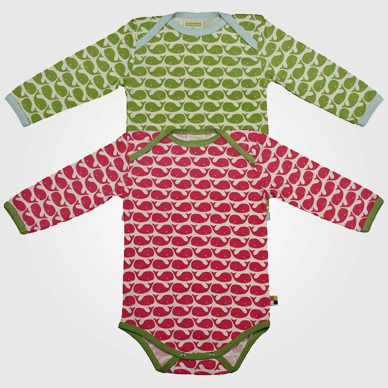 Baby Body langarm von Loud and Proud aus Bio-Baumwolle mit Wale-Print