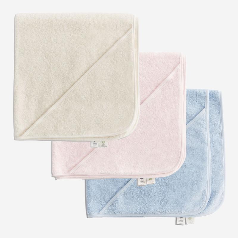 Baby Kapuzen Handtuch von Leela Cotton aus Bio-Baumwolle in drei Farben