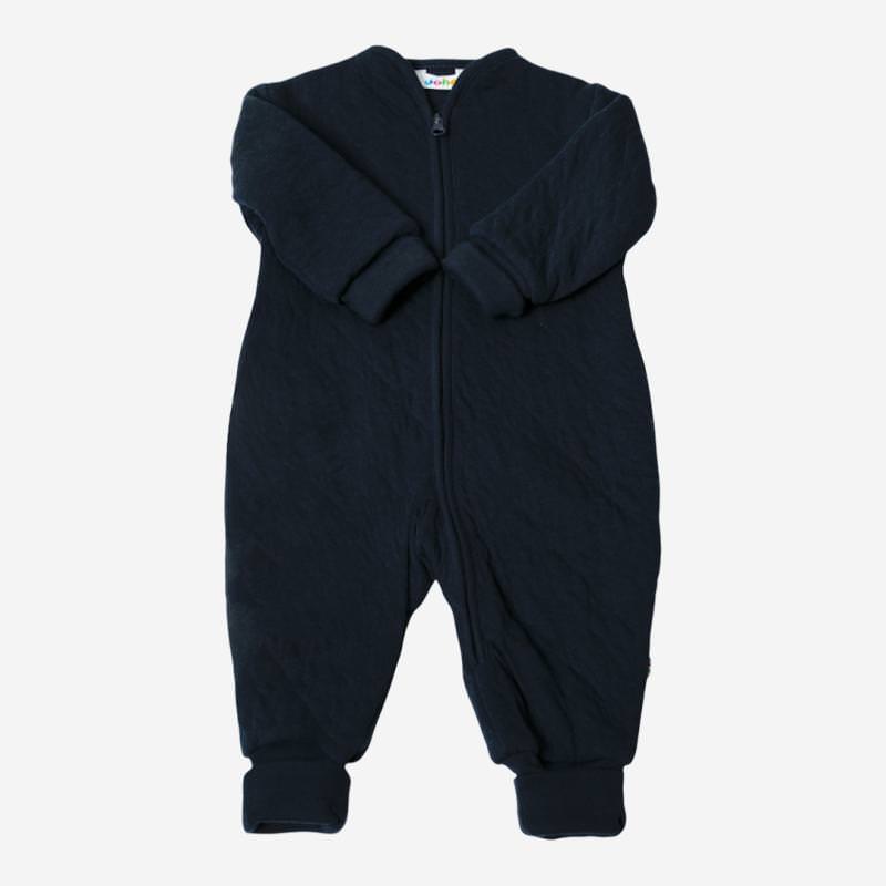 Baby Anzug mit Fuß- und Handumschlag von Joha aus Bio-Baumwolle in navy blau