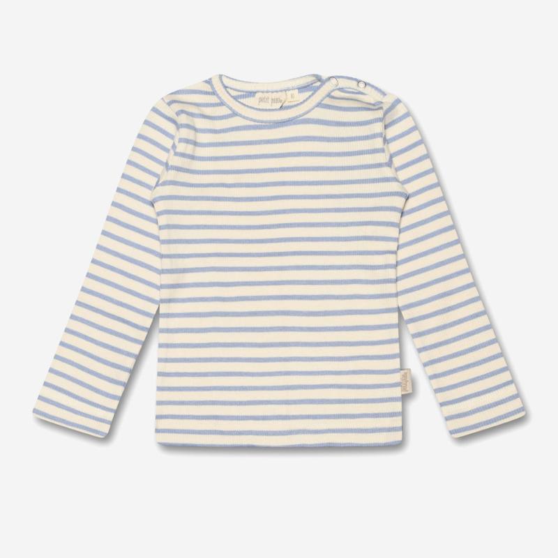 Baby und Kinder Langarm Shirt von Petit Piao aus Bio-Baumwolle/Modal in Ringel Spring Blue