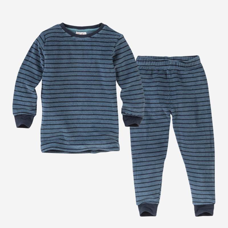Kinder Schlafanzug von People Wear Organic aus Bio-Baumwoll-Frottee in blau