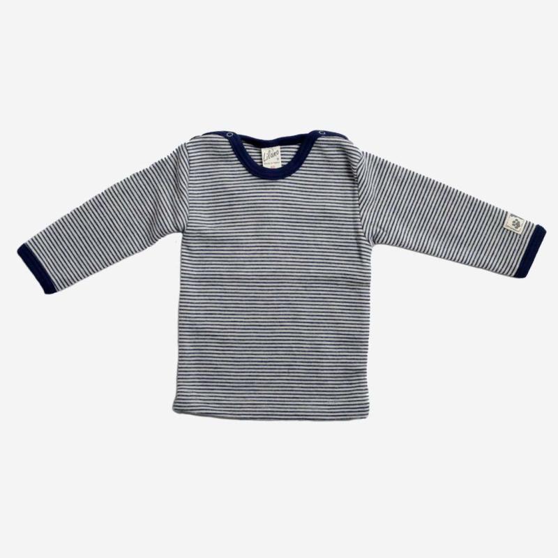 Baby Shirt von Lilano aus Wolle/Seide in marine geringelt