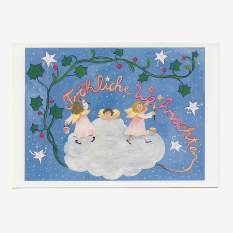 Postkarte „Fröhliche Weihnachten“ mit Engeln von Doro Linke
