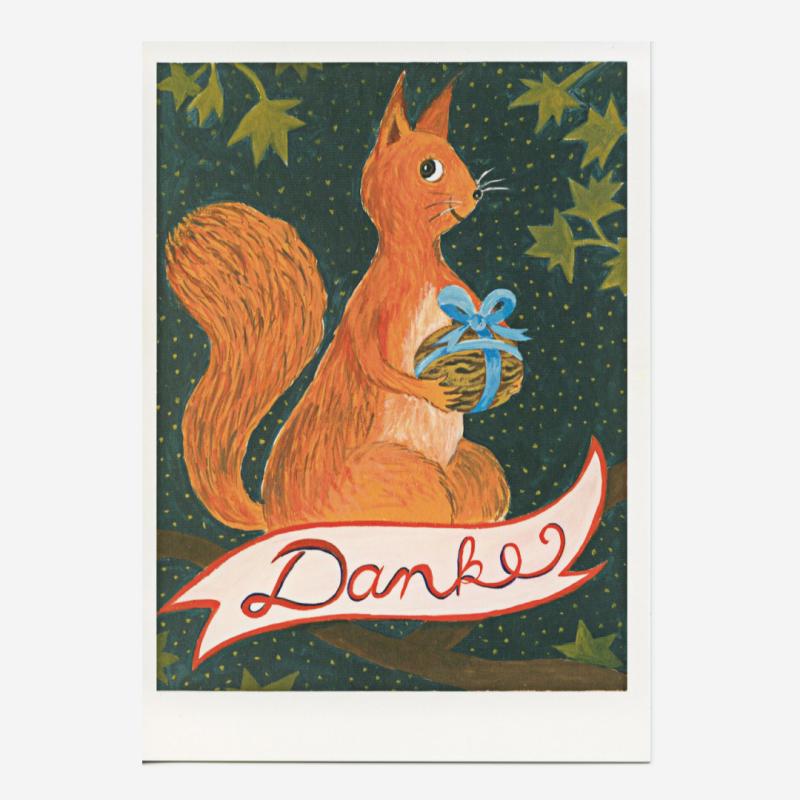 Postkarte „Danke“ mit Eichhörnchen von Doro Linke