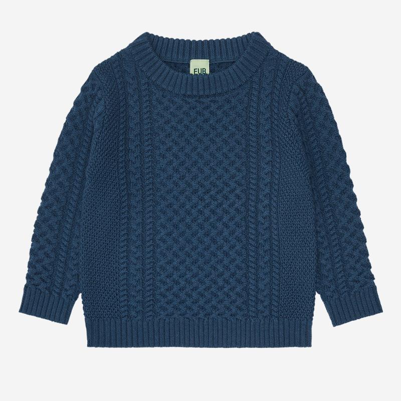 Kinder Pullover Structure Sweater von FUB aus Wolle in indigo