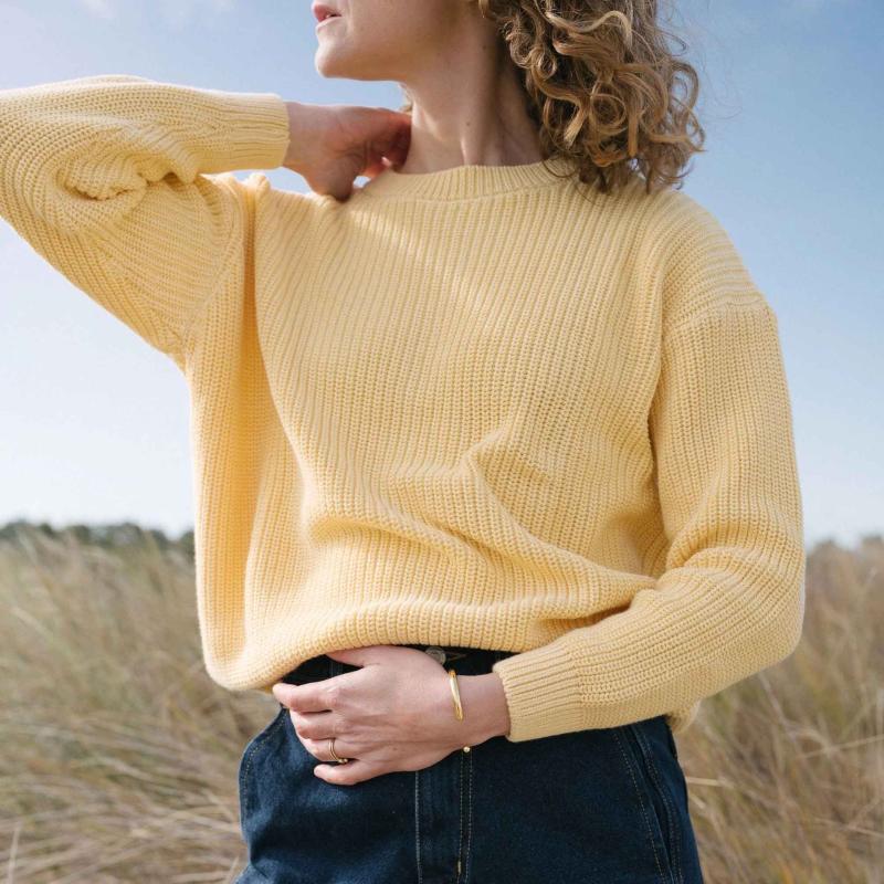 Damen Sweater Pissenlit von Poudre Organic aus Bio-Baumwolle in jaune pastell