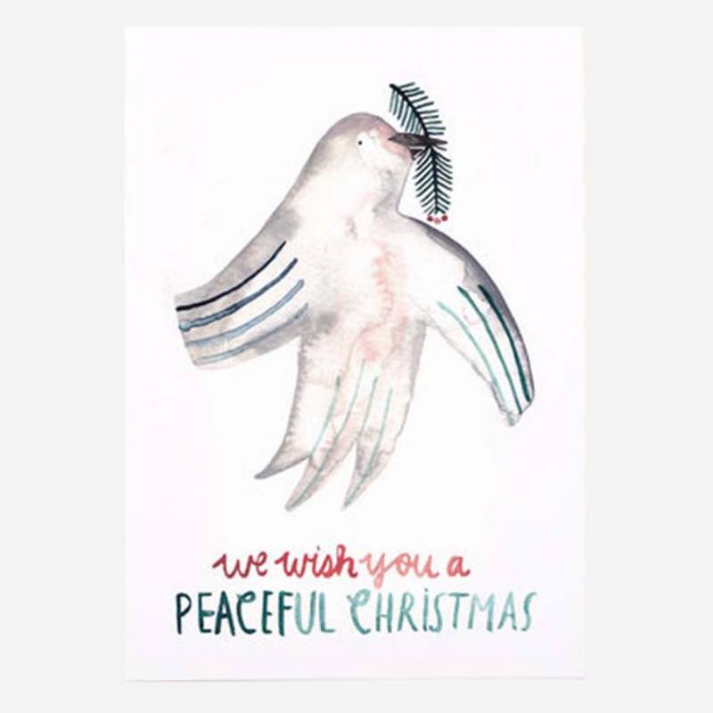 Postkarte „Peaceful Christmas“ von Gretas Schwester