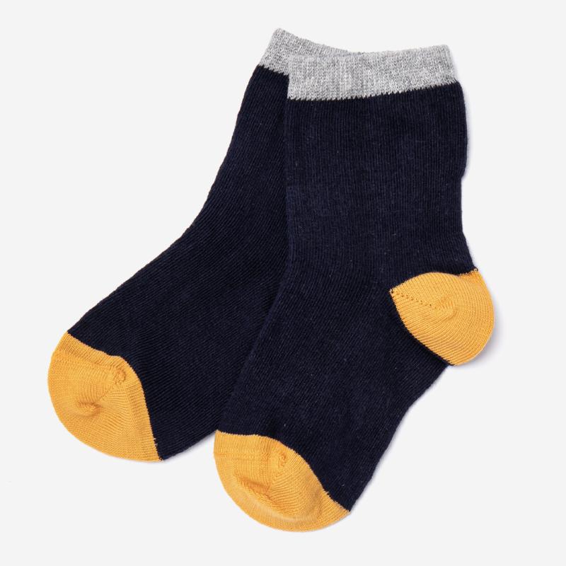 Kinder Socken von Leela Cotton aus Bio-Baumwolle in dunkelblau/senfgelb/grau