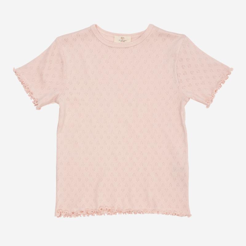 Kinder T-Shirt Pointelle kurzarm von Copenhagen Colors aus Bio-Baumwolle in dusty rose