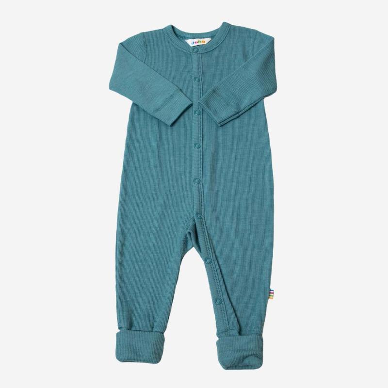 Baby Schlafanzug von Joha aus Wolle/Seide in sturmblau