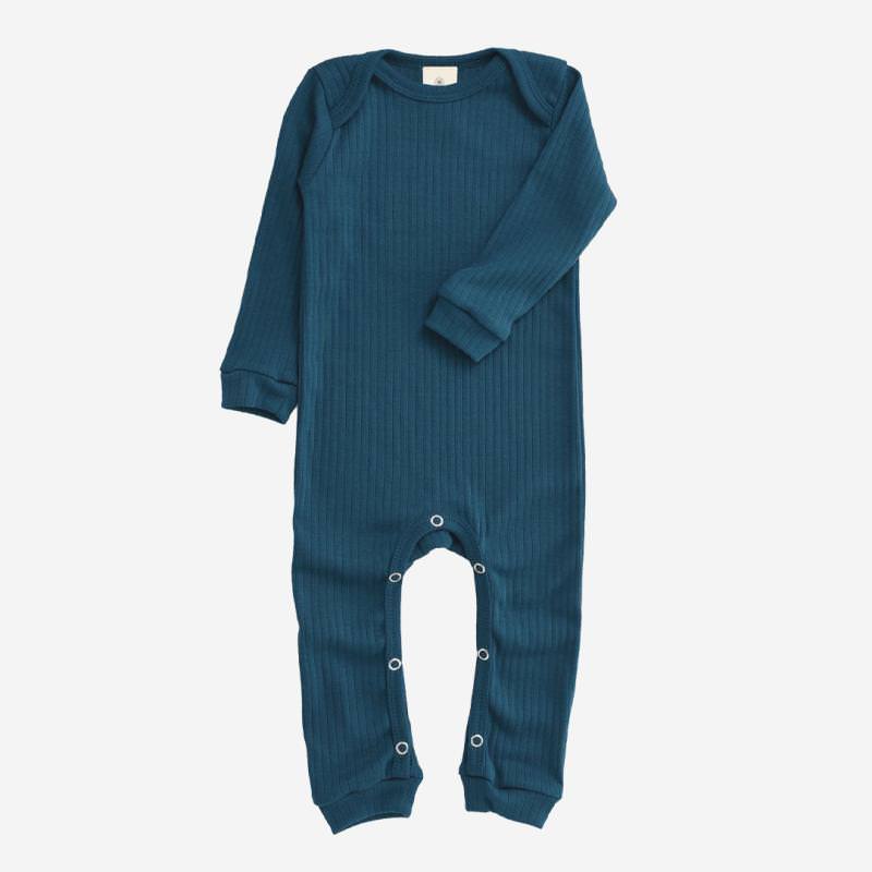 Baby Schlafanzug von Organic by Feldman aus Bio-Baumwolle in petrol-blau