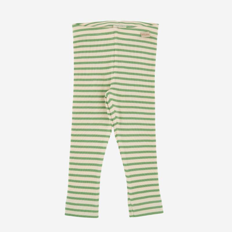 Baby und Kinder Leggings von Petit Piao aus Bio-Baumwolle/Modal in Ringel green jade/cream