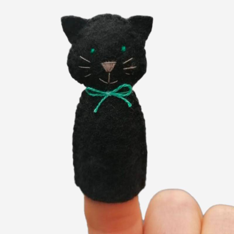 Filz Fingerpuppe Katze schwarz