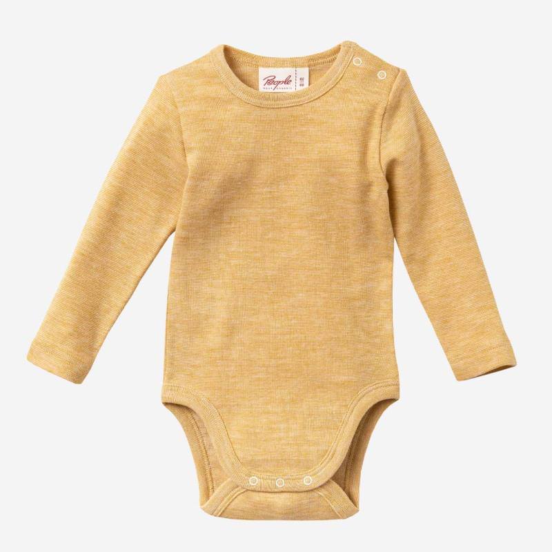Baby Body von People Wear Organic aus Wolle/Seide in gelb