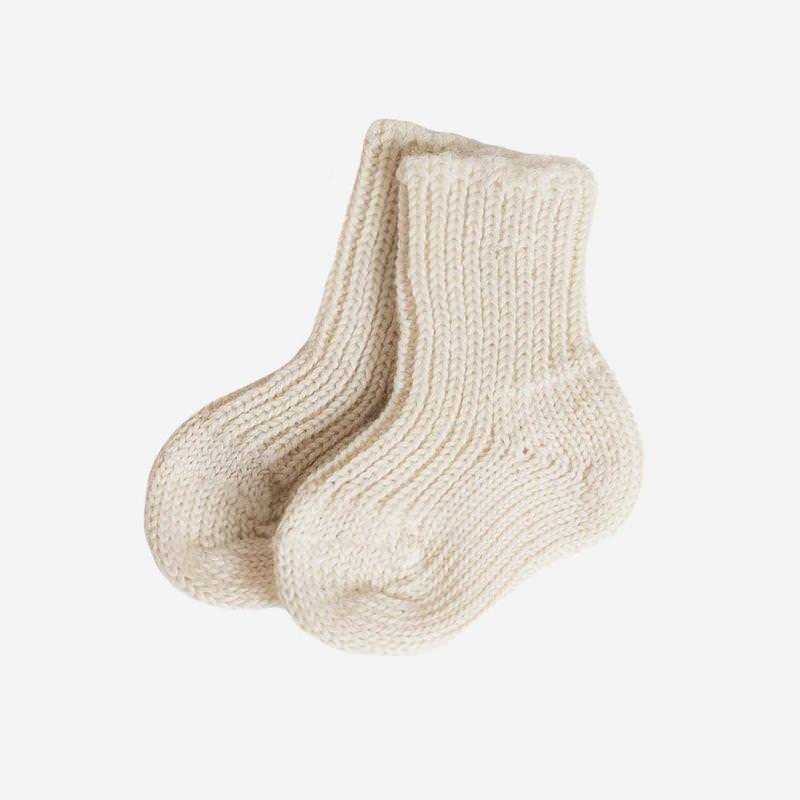 Baby Socke von Hirsch aus Wolle in natur