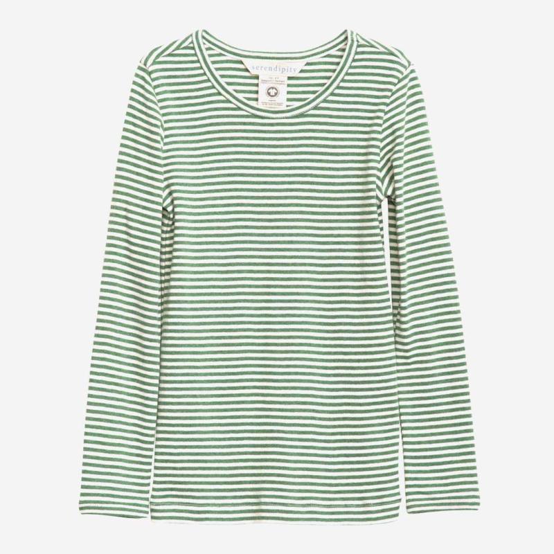 Kinder Shirt Slim Stripe von Serendipity aus Bio-Baumwolle in ivy/offwhite