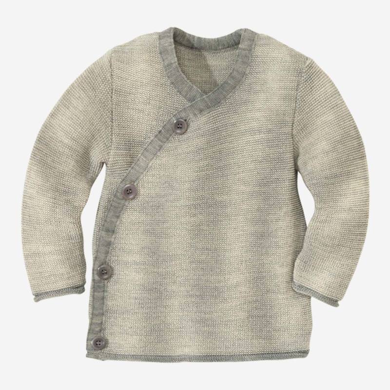 Baby Melange-Jacke von Disana aus Wolle in grau-natur