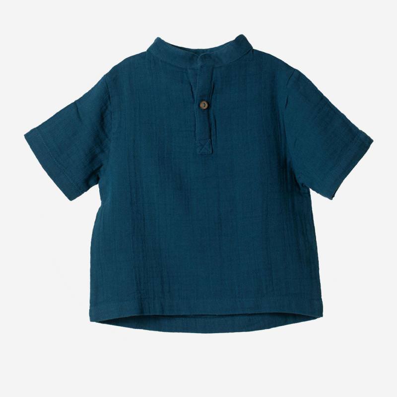 Kinder Musselin Tunika Shirt Farbenspiel von Organic by Feldmann aus Bio-Baumwolle in petrol 2