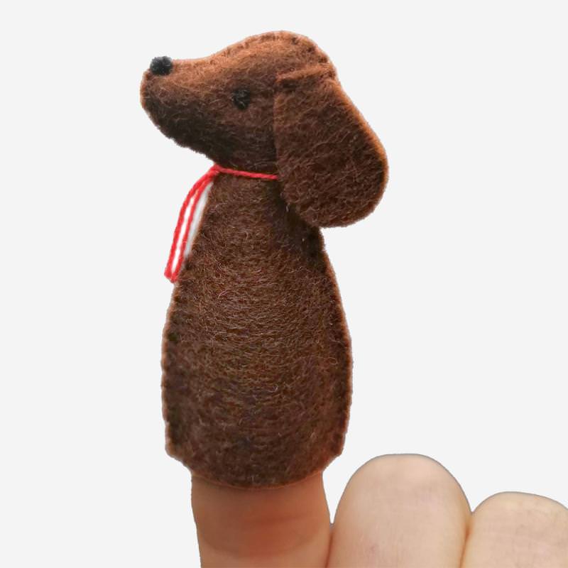 Kleine Filz Freunde Fingerpuppe Hund braun