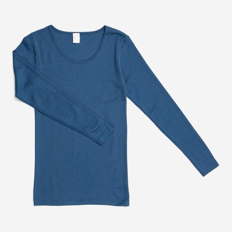 Damen Unterhemd von Hocosa aus Wolle/Seide in dunkelblau