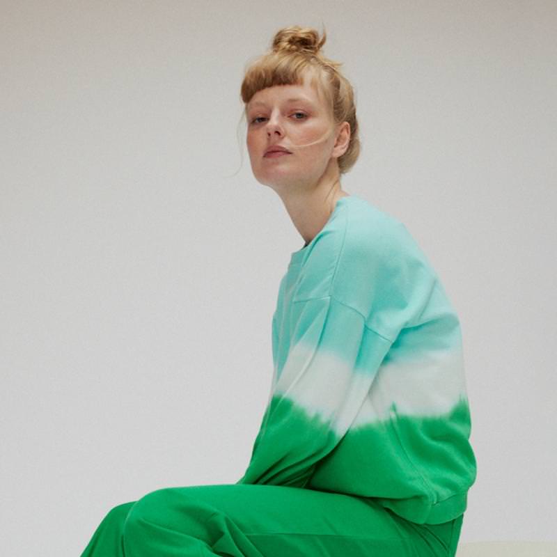 Damen Pullover RAY Dip Dye Sweater von Lily Balou aus Bio-Baumwolle in green
