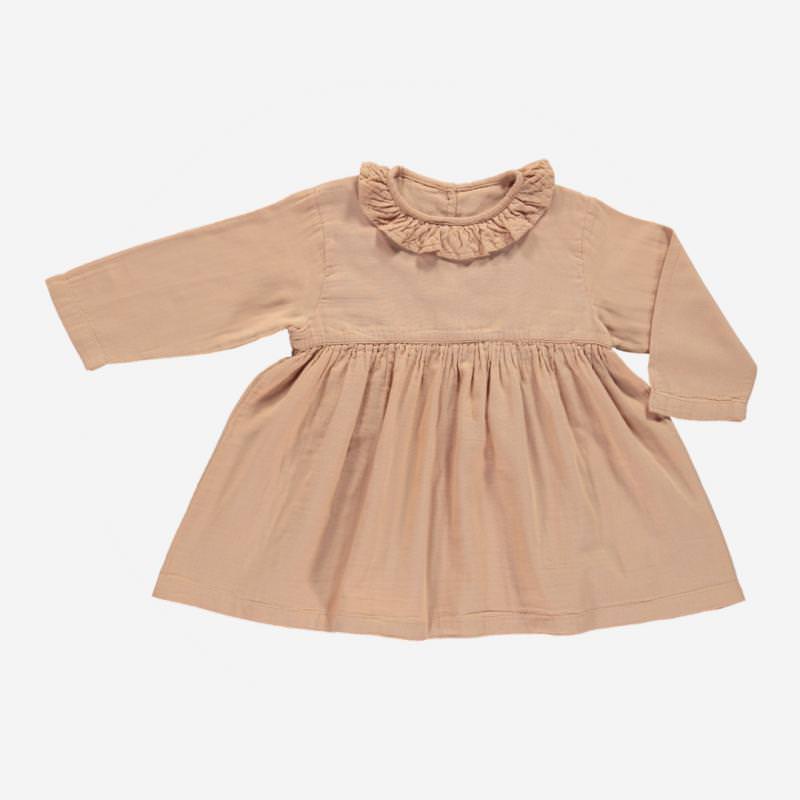 Kinder Kleid CAMPANULE von Poudre Organic aus Bio-Baumwolle in maple sugar