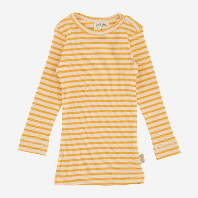 Baby und Kinder Langarm Shirt von Petit Piao aus Bio-Baumwolle/Modal in Ringel yellow sun/cream