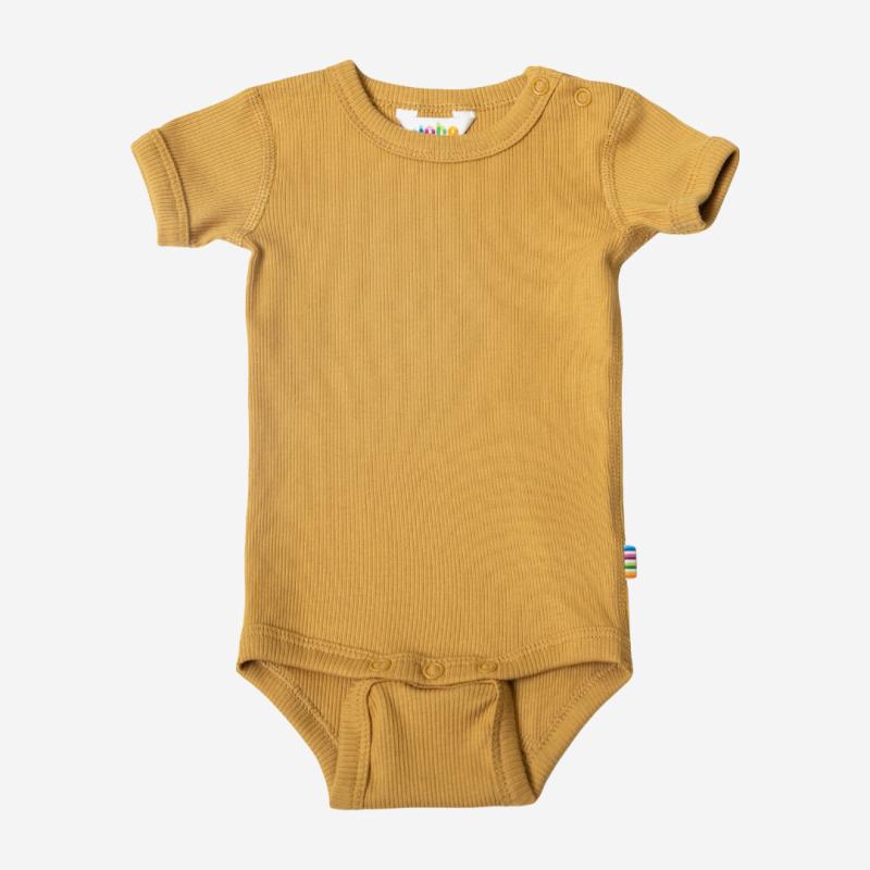Baby Body kurzarm von Joha aus Bio-Baumwolle in senf gelb