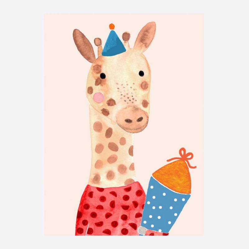 Postkarte „Einschulung“ mit Giraffe von Frau Ottilie