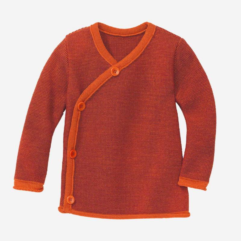Baby Melange-Jacke von Disana aus Wolle in orange-bordeaux