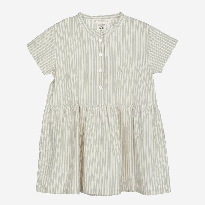 Kinder Shirt Blusen-Kleid von Serendipity aus Bio-Baumwolle in Laurel stripe