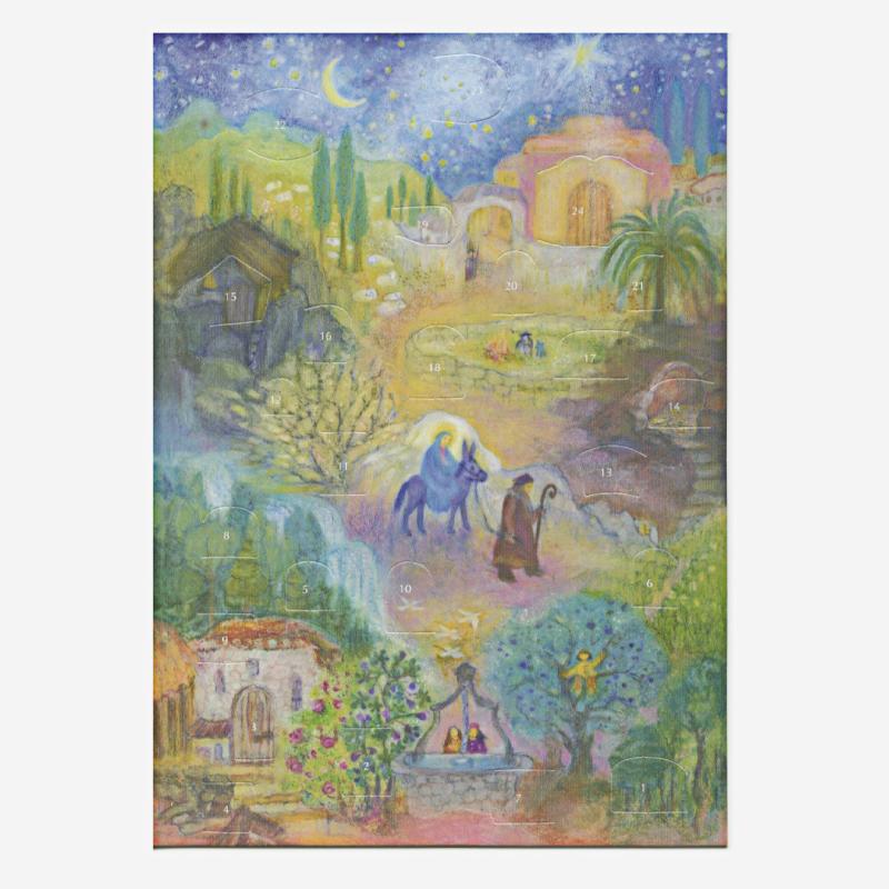 Adventskalender DIN A5 Klappkarte „Marias kleiner Esel" von Angela Koconda