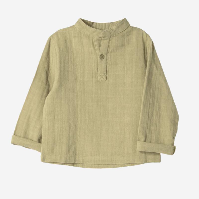 Kinder Musselin langarm Shirt Farbenspiel salbei grün aus Bio Baumwolle