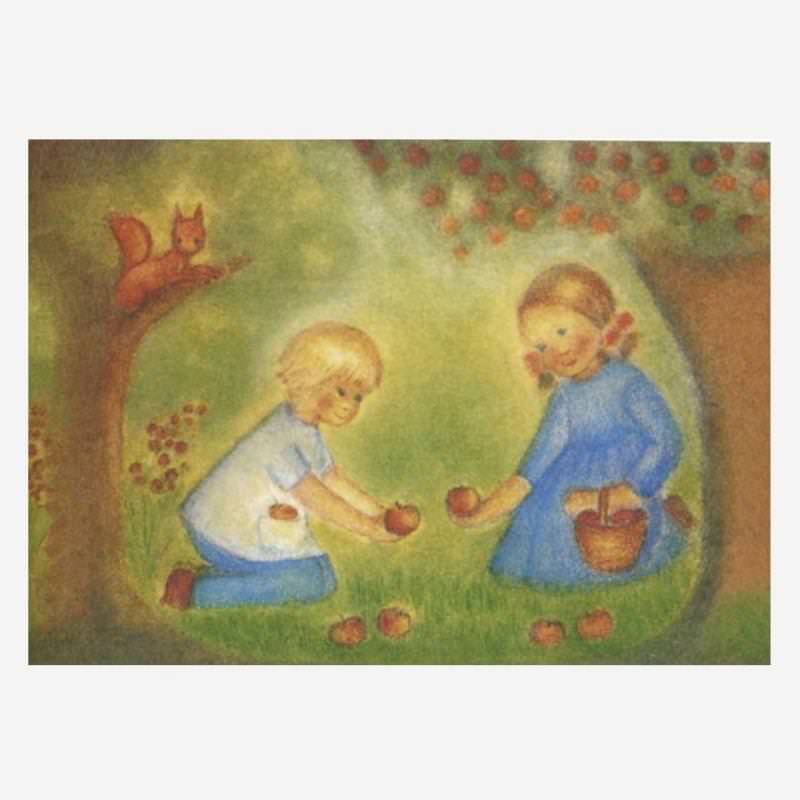 Postkarte „Apfelernte" von Ruth Elsässer
