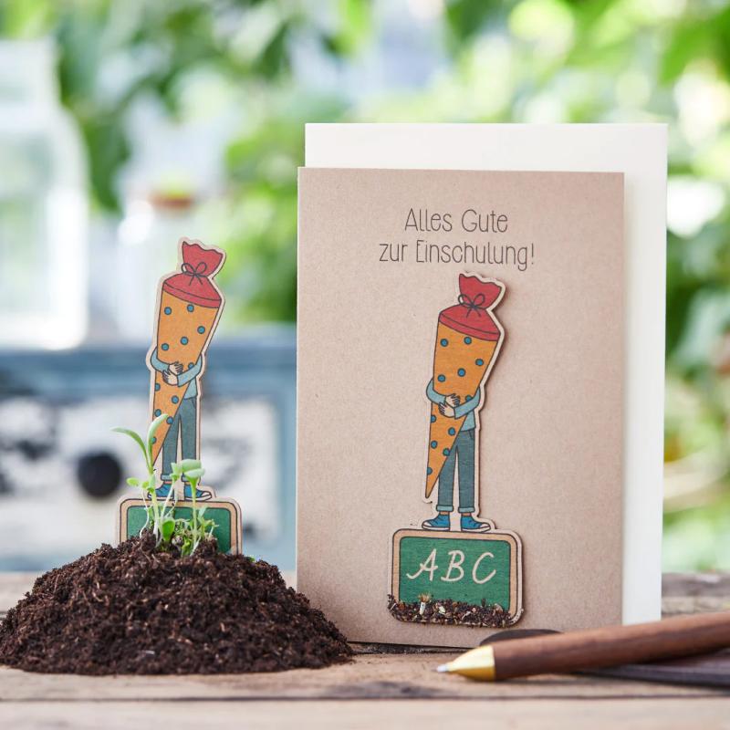 Saatsteckerkarte „Alles Gute zur Einschulung" von Die Stadtgärtner